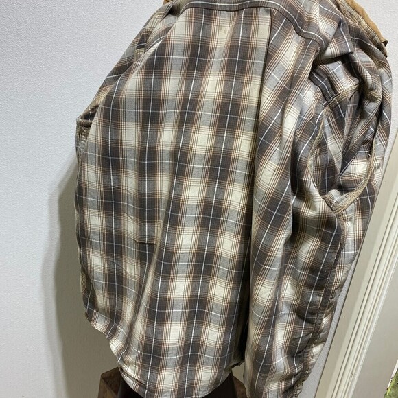 VINTAGE LL Bean Flannel Lined Work Shirt Jac Jacket Brown XXL Duck Heavy Duty - Picture 11 of 12